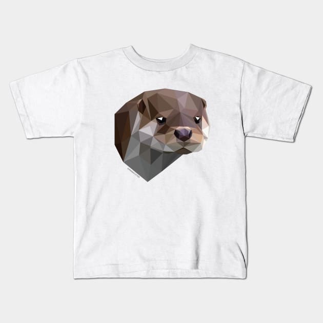 Eurasian Otter Kids T-Shirt by GeometricWildlife